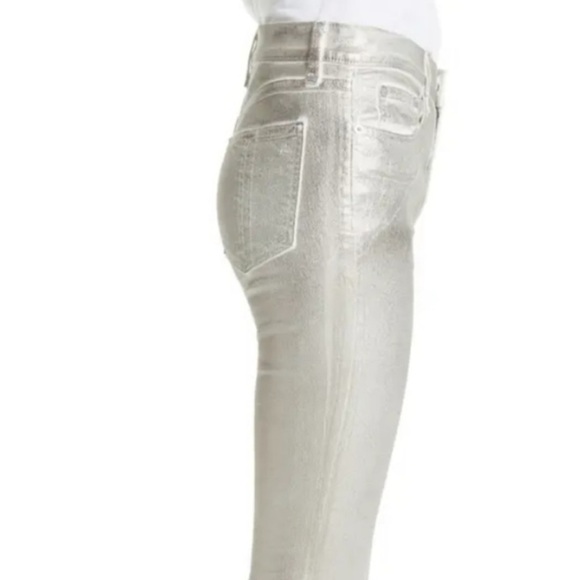 RAG & BONE SILVER METALLIC HIGH RISE SKINNY JEANS. - Picture 4 of 6